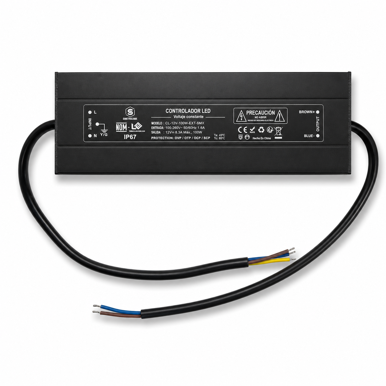 Controlador LED IP67 de Voltaje Constante 12V 100W | Uso Exterior