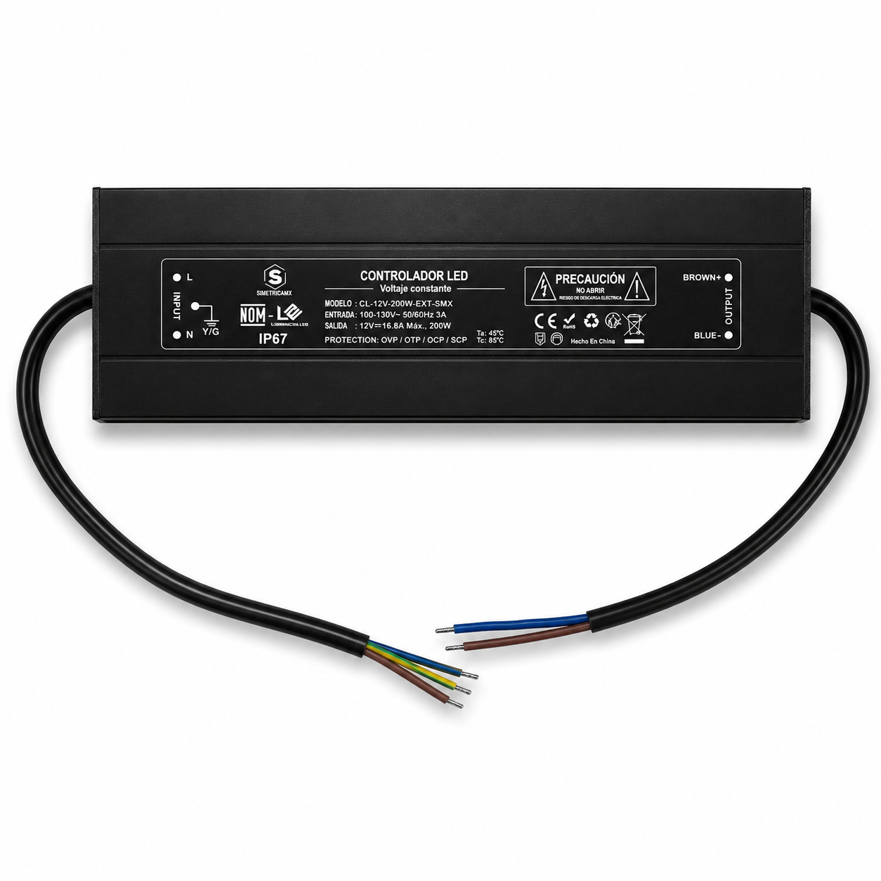 Controlador LED IP67 de Voltaje Constante 12V 200W | Uso Exterior